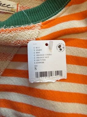We The Free Classic Striped Oversized Crewneck, orange, green, cream